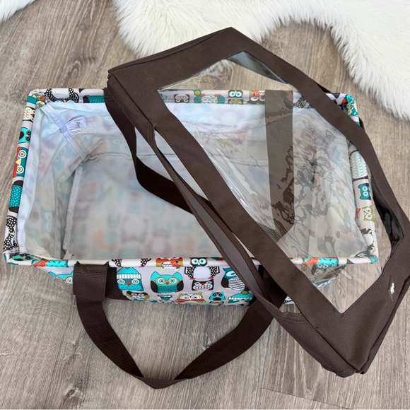 🦉💛Thirty-One Utility Owl Print Tote With Clear Cover - Picture 7 of 13